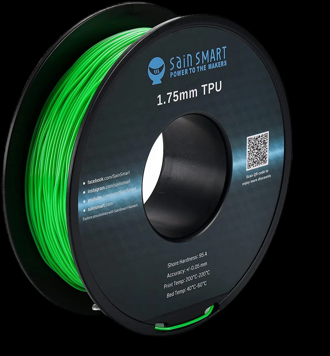 Neon Green, Cyberpunk Color TPU Filament 1.75mm 0.8kg/1.76lb