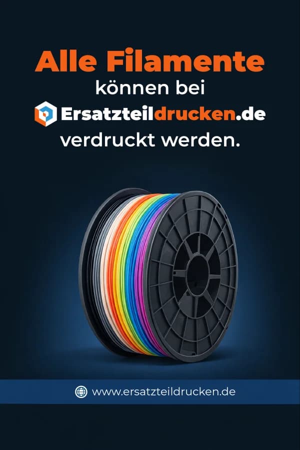 3D gedruckte Ersatzteile von Ersatzteildrucken.de – mit allen Filamenten von FilamentFinder.org